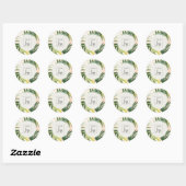 Boho Blush Green Tropical Palm Leaves Beach Logo Ronde Sticker (Vel)