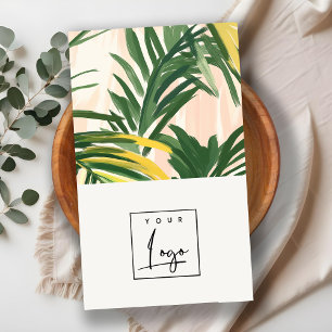 Boho Blush Green Tropical Palm Leaves Beach Logo Visitekaartje