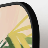 Boho Blush Green Tropical Palm Leaves Beach Pickleball Paddle (Links Detail)