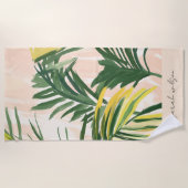 Boho Blush Green Tropical Palm Leaves Beach Strandlaken (Voorkant)