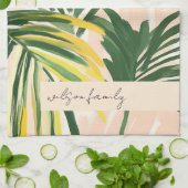 Boho Blush Green Tropical Palm Leaves Beach Theedoek (Gevouwen)
