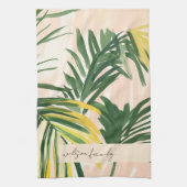 Boho Blush Green Tropical Palm Leaves Beach Theedoek (Verticaal)