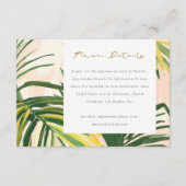 Boho Blush Green Tropical Palm Wedding Details Informatiekaartje (Voorkant)