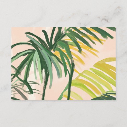 Boho Blush Green Tropical Palm Wedding Details Informatiekaartje (Achterkant)