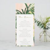Boho Blush Green Tropical Palm Wedding Menu Kaart (Staand voorkant)