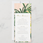 Boho Blush Green Tropical Palm Wedding Menu Kaart (Voorkant)