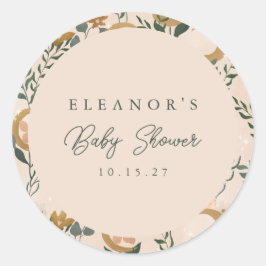 Boho Blush Groene Botanische Maan Aangepast Baby s Ronde Sticker