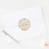 Boho Blush Groene Botanische Maan Aangepast Baby s Ronde Sticker (Envelop)