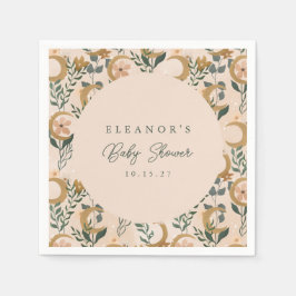 Boho Blush Groene Botanische Maan Aangepast Baby s Servet
