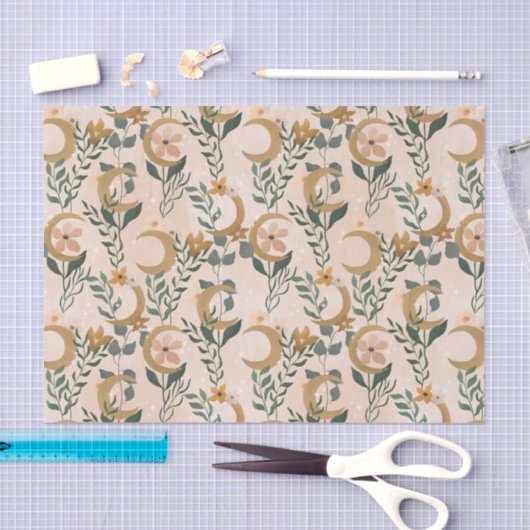 Boho Blush Groene Botanische Maan Bruidsfeest Tissuepapier (Craft)