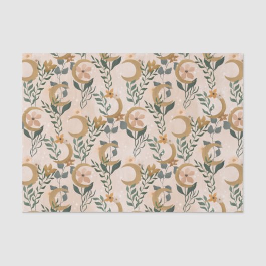 Boho Blush Groene Botanische Maan Bruiloft Feest Tissuepapier (Voorkant)