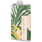 Boho Blush Groene Tropische Palm Beach Bladeren Heupfles (Links)