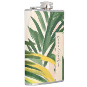 Boho Blush Groene Tropische Palm Beach Bladeren Heupfles (Rechts)