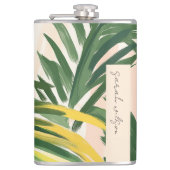 Boho Blush Groene Tropische Palm Beach Bladeren Heupfles (Voorkant)