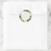 Boho Blush Groene Tropische Palm Bruiloft Feest Ronde Sticker (Tas)
