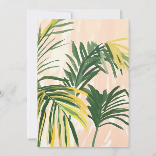 Boho Blush Groene Tropische Palm Eerste Heilige Co Kaart (Achterkant)