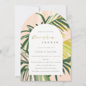 Boho Blush Groene Tropische Palm Paren Douche Kaart (Voorkant)