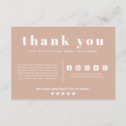 Boho Blush Hallo Hartelijk dank voor uw bestelling Informatiekaartje (Achterkant)