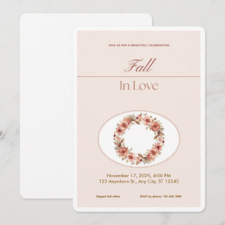 Boho Blush Herfst Romantische Bloemige Trouwuitnod Kaart