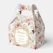 Boho blush ivoor gouden bloemen bruiloft gunst box bedankdoosjes (Voorkant Zijde)