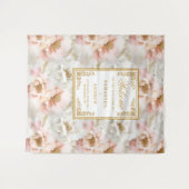 Boho blush ivoor gouden bloemen bruiloft wandtapij wandkleed (Voorkant (horizontaal))