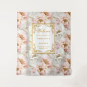 Boho blush ivoor gouden bloemen bruiloft wandtapij wandkleed (Voorkant)