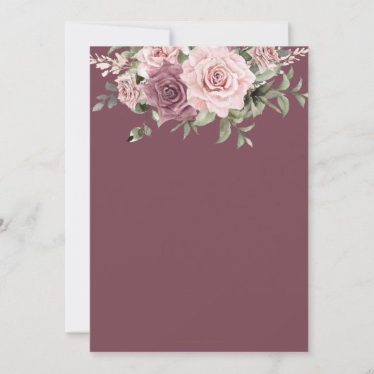 Boho Blush Kaneel Roos Bloemen Groen Bruiloft Kaart (Achterkant)