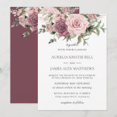 Boho Blush Kaneel Roos Bloemen Groen Bruiloft Kaart (Voorkant / Achterkant)