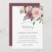 Boho Blush Kaneel Roos Bloemen Groen Bruiloft Kaart (Voorkant / Achterkant)