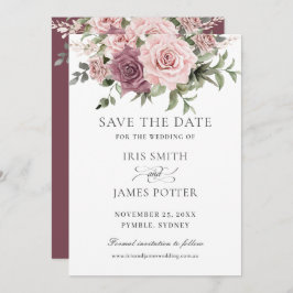 Boho Blush Kaneel Roos Bloemige Groene Bruiloft Save The Date