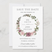 Boho Blush Kaneel Roos Bloemige Groene Huwelijk Save The Date (Voorkant)