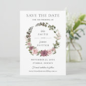 Boho Blush Kaneel Roos Bloemige Groene Huwelijk Save The Date (Staand voorkant)