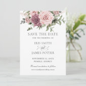 Boho Blush Kaneel Roos Bloemige Groene Huwelijk Save The Date (Staand voorkant)