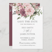 Boho Blush Kaneel Roos Bloemige Groene Huwelijk Save The Date (Voorkant / Achterkant)