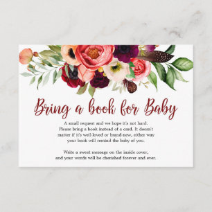 Boho Blush-maroon met een bruine vogel  Informatiekaartje