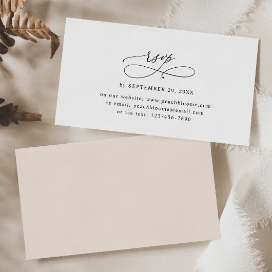 Boho Blush Minimalistic Wedding Online RSVP-kaarte Visitekaartje
