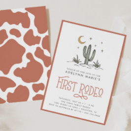 Boho Blush Modern Girls Eerste Rodeo 1e verjaardag Kaart
