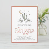 Boho Blush Modern Girls Eerste Rodeo 1e verjaardag Kaart (Staand voorkant)