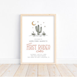 Boho Blush Modern Girls Eerste Rodeo 1e verjaardag Poster