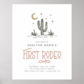 Boho Blush Modern Girls Eerste Rodeo 1e verjaardag Poster (Voorkant)