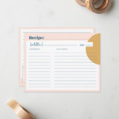 Boho Blush & Mosterd Premium Recept Kaart Notitiekaartje (Voorkant / Achterkant in situ)