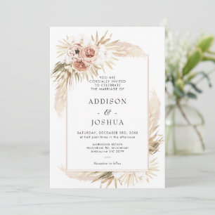 Boho Blush Natuurlijke Tinten Bloemige Trouwdag Kaart