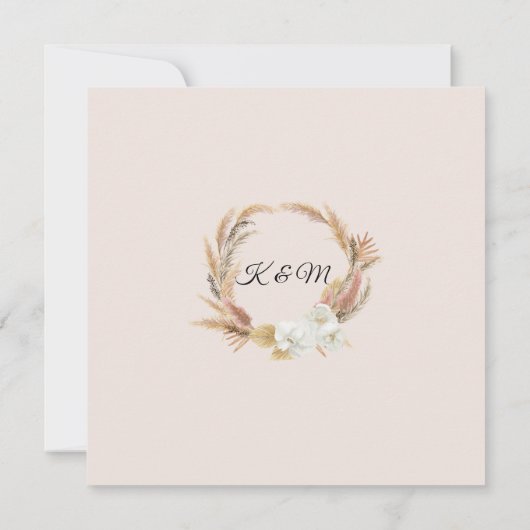 BOHO Blush Orchid Floral Pampas Grass Palm Foliage Kaart (Achterkant)