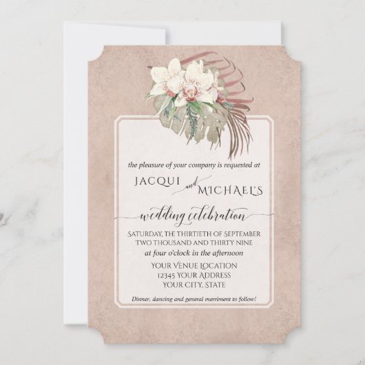 BOHO Blush Orchid Floral Tropical Oerwoud Foliage Kaart (Voorkant)