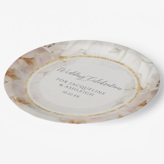 BOHO Blush Orchid Flowers Floral Gold Wedding Papieren Bordje (Gekanteld)