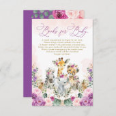 Boho Blush Paarse Oerwoud Safari Boeken voor Baby Informatiekaartje (Voorkant / Achterkant)