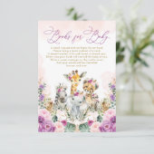 Boho Blush Paarse Oerwoud Safari Boeken voor Baby Informatiekaartje (Staand voorkant)