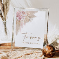 Boho Blush Pampas Bloemen Bruidsfeest Sign