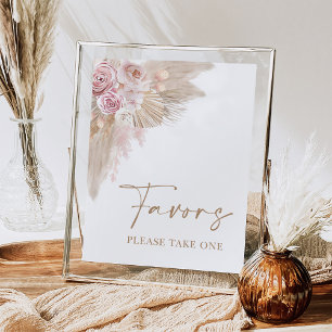 Boho Blush Pampas Floral Favors Vrijgezellenfeest Poster