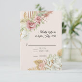 BOHO Blush Pampas Foliage Palm Roos Wreator RSVP Kaartje (Staand voorkant)